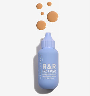 Undefined Beauty R&amp;R Sun Serum SPF 50 PA++++ Tinted Mineral Sunscreen with Niacinamide, Water Resistant Broad Spectrum Protection &amp; Blue Light Defense (Medium Tint)