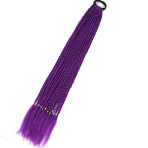 Synthetic Gradient Boxing Braided Ponytail For Girls With Elastic Hair Rubber Bands Hair Accessories Wig Headband Hairpiece