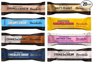 BarebeIIs-Protein Bars-Assorted Variety Pack Sampler, Protein Snacks with 20g of High Protein (8 Pack)