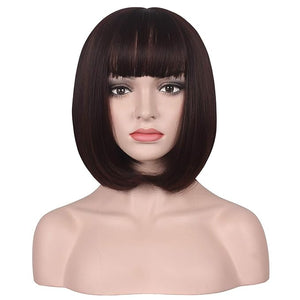 WildCos Short 12 Inches Straight Synthetic Cosplay Wig for Women (Brown)