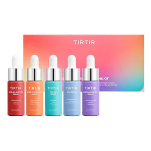 TIRTIR 5 Actives Power Serums Kit ? Korean Skin Care Set with Vitamin C Niacinamide Azelaic &amp Hyaluronic Acid Hydrating Serum Radiance Boost Nourishment Travel Essentials Skincare Gift
