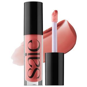 Saie Glossybounce - Hydrating Lip Gloss and Tinted Lip Oil Hybrid with Hyaluronic Acid &amp; Jojoba Oil for Non-Sticky, Ultra-Shiny, Plump &amp; Soft Lips - Everyday Makeup Essential - Bounce (.17 oz)