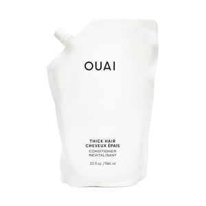 OUAI Thick Hair Conditioner Refill - Moisturizing Conditioner for Dry Frizzy Hair - Keratin Marshmallow Root Shea Butter and Avocado Oil - Paraben Phthalate &amp Sulfate Free (32 Oz)