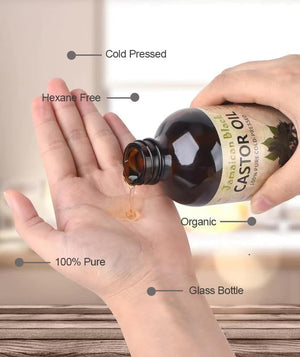 Jamaican Black Castor Oil Organic Castor Oil Cold Pressed Unrefined Glass BottleRich in Vitamin E Omega Fatty Acids and Minerals for Hair &amp Skin Bold Lashes &amp Brows Nail Care 16OZ