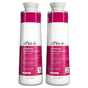 Let Me Be Keratin Hair Kit ? Progressive Supreme Mask &amp Deep Cleansing Shampoo 2x1L (33.8 fl oz) ? Frizz Control Intense Shine ? Professional Smoothing System for All Hair Types