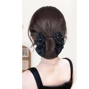 Women Hair Buns Extension Bun Hair Piece Clip in Claw Hair Pieces Synthetic Fiber Bun Wigs for Women (Black-Brown Black)