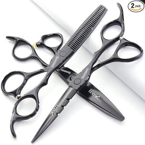 SHARONDS 6 Inch 440C High Hardness Stainless Steel Hair Scissors Hair Salon Hair Stylist Cutting Thinning Tool Barber Special (scissors set) (6 inch 3pc-A)