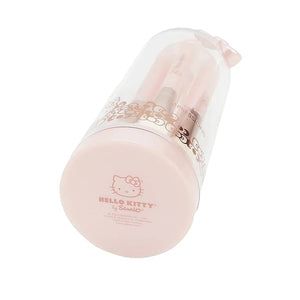 Impressions Vanity 6 PCs Makeup Brush Set with Hello Kitty Kawaii Icon Super Soft Brushes for Foundation Face Powder Blending Eye Shadow and Liner with Cute Bell Jar (Pink)