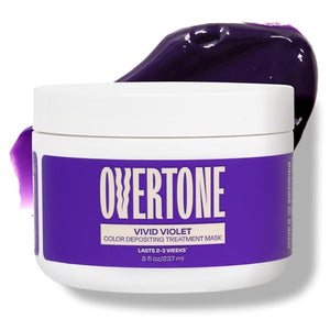 Overtone Semi Permanent Hair Color Conditioner Vivid Violet 8 oz Nourishing Damage-Free Color Depositing Mask for All Hair Types with Shea Butter &amp Coconut Oil Vegan &amp Cruelty-Free