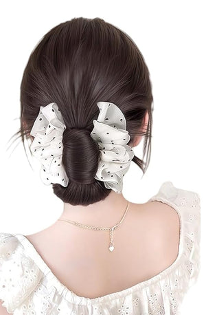 Women Hair Buns Extension Bun Hair Piece Clip in Claw Hair Pieces Synthetic Fiber Bun Wigs for Women (Beige White-Brown Black)