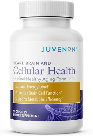 Juvenon Cellular Health | Heart Brain Supplement with Acetyl L-Carnitine and Biotin - Supports NAD+ Function Energy Production Mood Revitalized Metabolism Mental Focus &amp Clarity (90 Capsules)