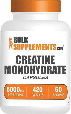 BulkSupplements.com Creatine Monohydrate Capsules - Micronized Creatine Pills - Gluten Free 7 Capsules per Serving (5000mg) 420 Count (Pack of 1)