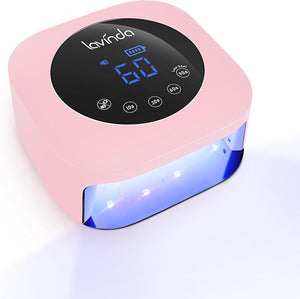 Lavinda UV LED Nail Lamp 54W Cordless Gel Nail Light Rechargeable UV Lamp for Nails Professional LED Nail Dryer with Timer &amp Display for Gel Nails Salon Home Use Matte Macaron Pink