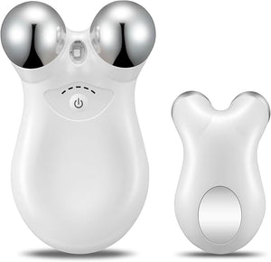 Facial Massage Roller Device, Dual-Head Design with LED Light Therapy, Electric Beauty Tool for Skin Care, White