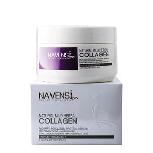 Navensi Natural Mild Herbal Collagen Triple Treatment Hair Care, Moisturizing with Protein and Keratin, pH Balancing hair mask. 16.9 floz