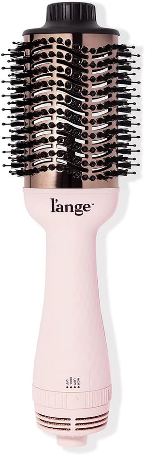 L'ANGE HAIR Le Volume 2-in-1 Titanium Blow Dryer Brush | Hot Air Brush for Hair Drying &amp Styling | Ionic Oval Barrel for Smooth Frizz-Free Volume | (Blush ? 75mm)