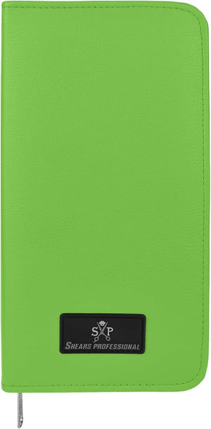 Leather 5 Scissor &amp Shear Storage Case for Hairstylist - Hairdresser -Scissor Holder Perfect for home-saloon use (Green)