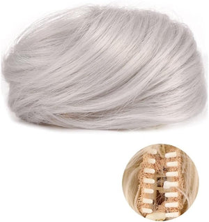 HIHELO 1-Pack Mini Claw Clip Messy Cat Ears Short Synthetic Curly Wavy Bun Extension Wig Claw Clip Women Hair Accessories (Color : 19)