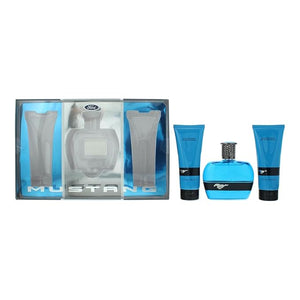 Mustang Blue 3 Piece Mens gift set EDT Spray Aftershave &amp Hair and Body Wash