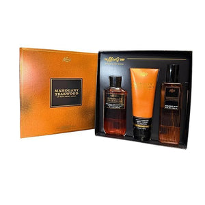 Mahogany Teakwood For Men Gift Set With Cologne Mist, Body Cream &amp; Body Wash (Full Size).