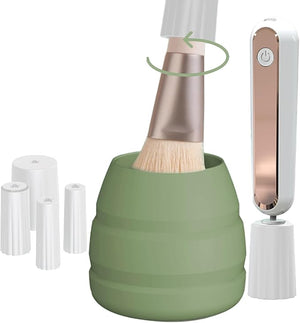 Electric Makeup Brush Cleaner and Dryer, Portable Automatic Brush Cleaner with 3 Power Levels, Fast Motor Speed, 5 Rubber Collars, Rechargeable Quick Clean &amp; Dry for Makeup Brushes
