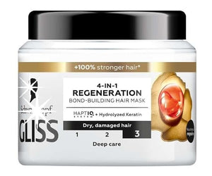 Gliss Total Repair 4-in-1 Regeneration Bond-Building Hair Mask for Dry, Damaged Hair, 400 ml
