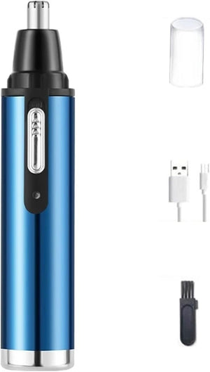2-in-1 Rechargeable Electric Nose Hair Clipper Unisex Fully Automatic Washable Trimmer with Multi-Kinetic Shaving(Blue Single nose hair B)
