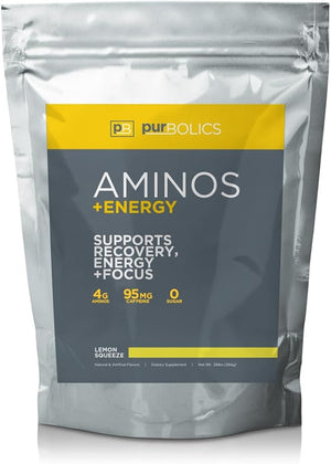 Purbolics Aminos + Energy Supports Recovery Energy &amp Focus 95mg of Caffeine 0 Sugar &amp 60 Servings (Lemon Squeeze)