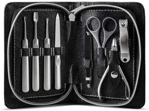 Pete &amp Pedro Men's 8-Piece Stainless Steel Professional Manicure Set For Men &amp Women | Nail Clippers File Cuticle Care Scissors | Leather Travel Case Pedicure Grooming Kit | As Seen on Sh