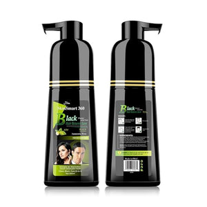 SkinSmart 360¢ç No-Stain Hair Dye Shampoo ? Full Gray Coverage for Men &amp Women 3-in-1 Color + Cleanse + Condition Natural Ingredients Easy No-Mix Formula 200 mL (Natural Black)