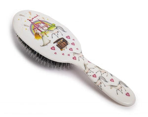 Rock &amp Ruddle Natural Mixed Boar Bristle Hair Brush for Women and Kids (Large 21 cm) - Perfect for Wet or Dry Hair Detangling Smoothing Blowdrying - Designed &amp Made in UK - Unicorns Design