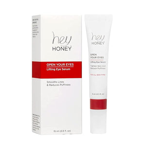 Hey Honey Open Your Eyes Lifting Eye Serum | Under Eye Cream for Dark Circles &amp Puffiness | Around The Eyes Hydration | Suitable For Sensitive Aging Skin | Delivers A Bright Rested look | 0.5 oz.