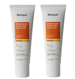 Requil's Oxybenzone OMC Free Sunscreen for Oily Sensitive Acne Prone Skin SPF 50 PA+++ No White Cast 50g Pack of 2