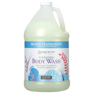 Ginger Lily Farms Botanicals Nourishing Body Wash, Island Tranquility, 100% Vegan &amp; Cruelty-Free, Green Tea Lemongrass Scent, 1 Gallon Refill (128 fl. oz.)