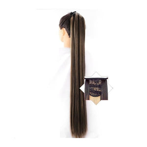 Hair Accessories 1 Pack Long Straight Drawstring Hair Clip Ponytail Extension Synthetic Wig Hair Extensions Bun for Everyday Party Use Hair Pieces For Women(01,75CM)