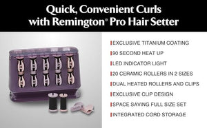 Remington Pro Hair Setter Hot Rollers Curlers With Thermaluxe Advanced Thermal Technology