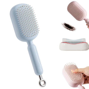 Retractable Cushion Massage Comb 2026 New Self Cleaning Hair Brush Anti Static Self Cleaning Hair Brush for Women Men (Blue)