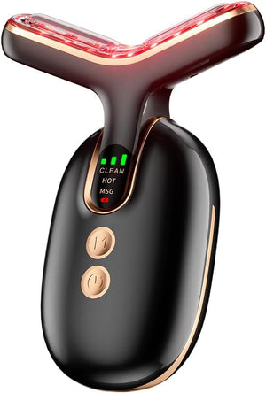 Facial Beauty Device for Face and Neck, 3 Color Facial Massager for Skin Care with Thermal, Vibration, Black
