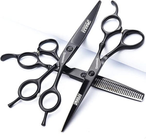SHARONDS 6/7 Inch Professional 440C Hair Cutting Scissor Salon Hairdressing Thinning Shears Perfect for Barber and Home Use (6 in 3pc)