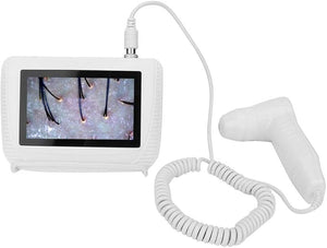 Skin Hair Analyser5 in 50X/200xLens LCD Digital Microscope Rechargeable Portable Scalp Detector Scanner Professional Scalp Hair Follicle Oil Moisture Magnifying Detector Skin Pigment TesterUS