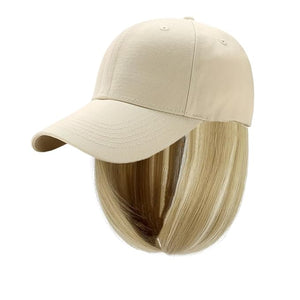 Women's Short Bob Wigs Baseball Cap with Hair Girls Wig Hats Straight Hair