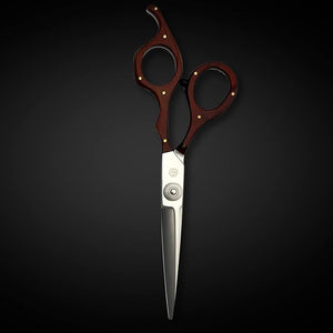 Saki Shears Kigumi Professional 6 Hair Cutting Shears - Sword Style Blade with Wood Accent Finger Holes - 440C Stainless Steel for Hairdressers and Barbers (Brown)