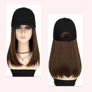 Women's Baseball Cap with Detachable Duckbill Hair - Fisherman's Cap Wig with Sun Visor and Straight Hair