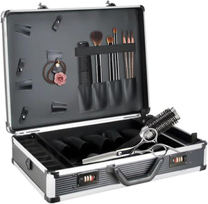 Professional Barber Case Barber Carrying Case Portable Travel Stylist Tool Box with Lock and Shoulder Strap Professional Salon Hair Cutting Grooming Kit Storage Organizer for Barber Supplies