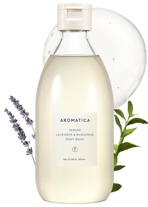 AROMATICA Serene Body Wash Lavender &amp; Marjoram 10.14oz / 300ml, Vegan, Daily In-Shower Wash Blended w/Naturally Derived Scents