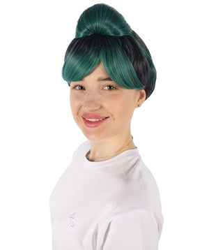 Women's Premium Bun Wig - Adjustable Capless Hair extensions with Realistic Synthetic Fibers - Multi-Color Elegant Bun Hairpiece for Halloween Cosplay and Everyday Wear Ash Green