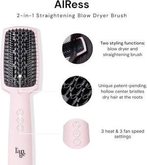 L'ANGE HAIR AIRess 2-in-1 Blow Dryer Brush ? Straightens &amp Dries Hair Simultaneously | Lightweight Ergonomic Design | Ideal for All Hair Types