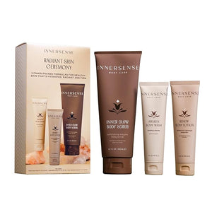 INNERSENSE - Radiant Skin Ceremony | Body Scrub (6.7 oz) + Wash + Lotion (2 oz each) | Hydrate, Firm, Refresh | For Women &amp; Men, Non-Toxic, Cruelty-Free, Clean Bodycare
