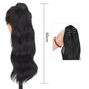 SONGCHAO Fake Hair Bun 1-Pack Long Wavy Claw Clip Ponytail Hair Extension Synthetic Ponytail Extension Ladies Fluffy Black Brown Ponytail Wig Hair Accessories (Color : 02)