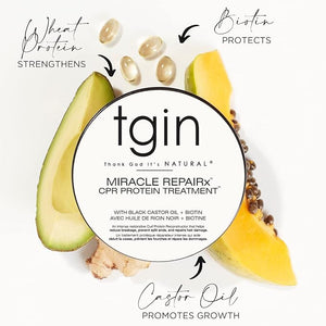 tgin Miracle RepaiRx Strengthening CPR Protein Treatment &amp; Deep Hydrating Hair Mask, for Curly, Coily and Wavy Hair, Repairs, Protects, and Restores Damaged Hair, 12 oz, (Set)